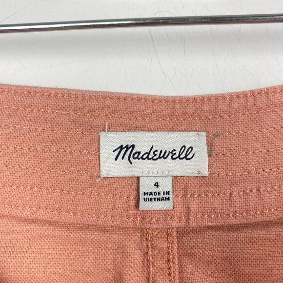 MADEWELL Peach Orange Denim Raw Edge Jean Mini Skirt Size 4 - Picture 4 of 7